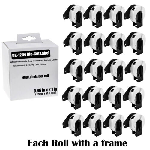 20Rolls 400 Multi-Purpose/Return Address Labels DK-1204 for Brother QL-1110NWB