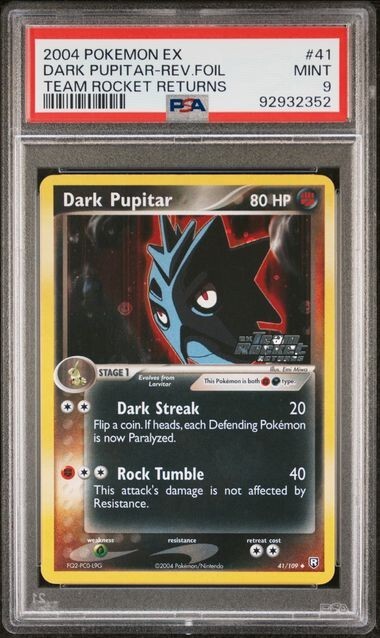 PSA 9 MINT Dark Pupitar 41/109 Reverse Holo EX Team Rocket Returns 2004 Pokemon