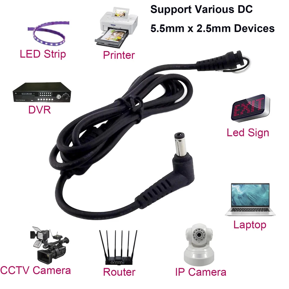 5.5mm x 2.5mm DC Tip Plug Connector Cord Cable For Toshiba Asus Laptop Adapter - Image 3 of 4