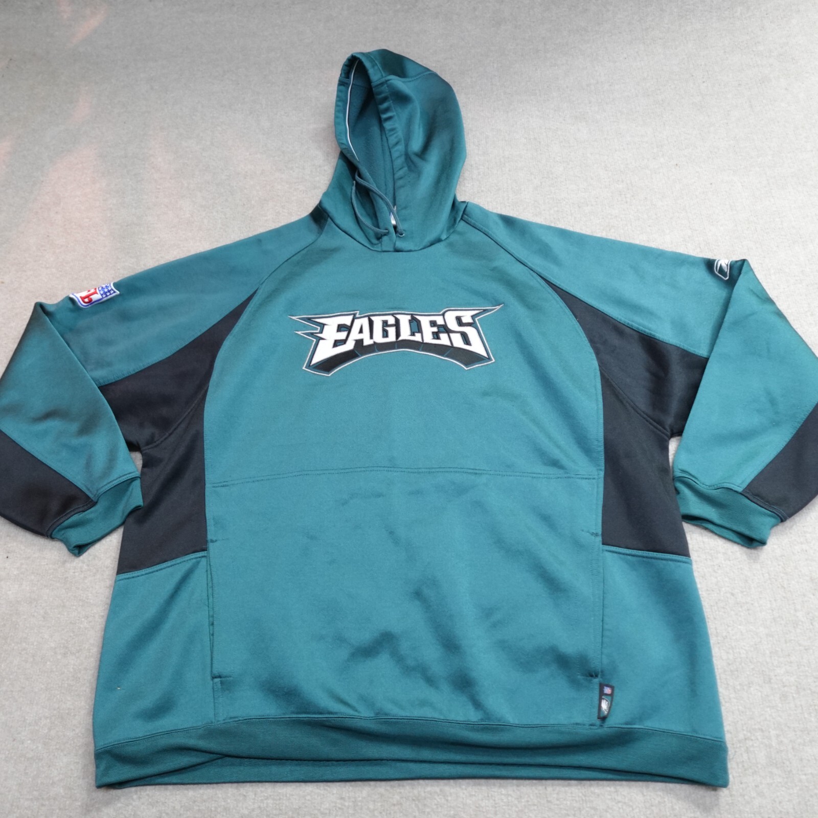 Vintage Philadelphia Eagles Sweater 2XL Green Blue Satin Hoodie Double Sided