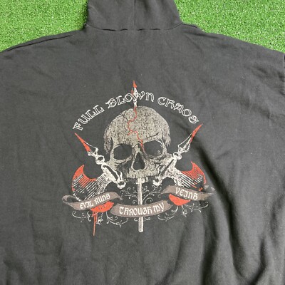 Rare Full Blown Chaos Evil Runs Through Black Full Zip Sweater XL Vtg Read Desc