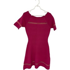 Yoana Baraschi Anthro Dress Fit & Flare Size S Pink Knit Mini Short Sleeve NWT