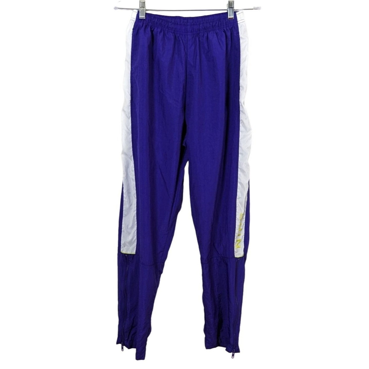 NIKE purple womens track athletic exercise zip leg elastic waist pants size  M