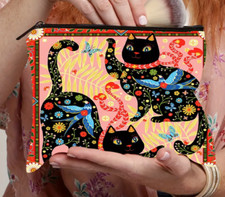 black cat cosmetic makeup bag NEW Free Shipping 8 by 5 inches