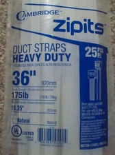 Cambridge 25 Pack White 36" Zipits Wire Cable Zip Tie Strap 175lb - Combo Ship