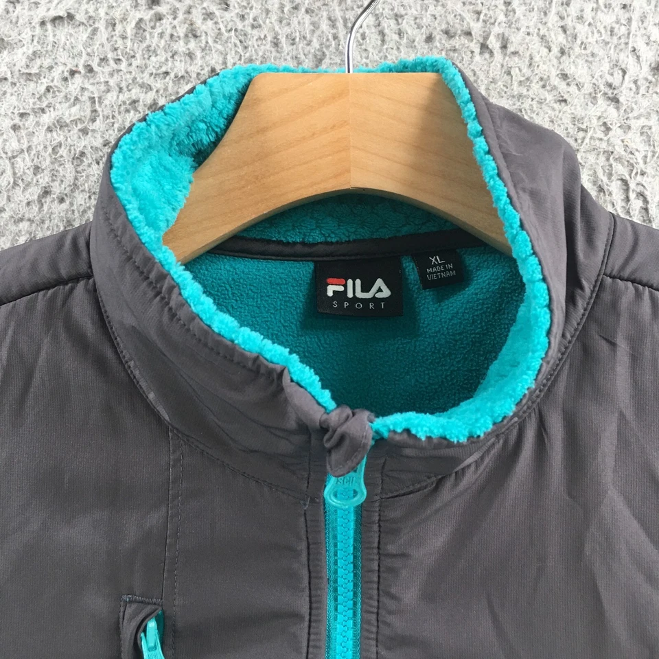 Chaqueta deportiva Fila con cremallera completa para hombre XL azul capucha cuello mangas largas bolsillos informal Foto 3 de 4