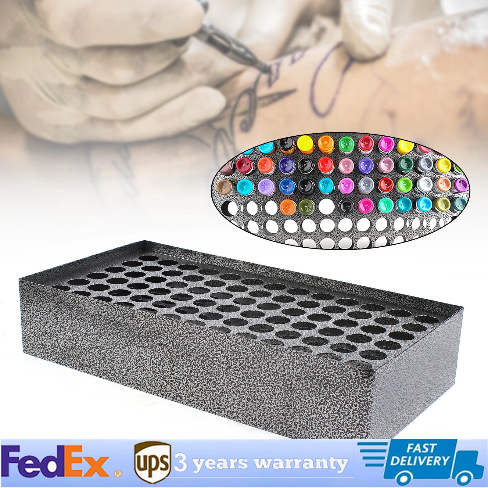 Tattoo Ink Bottle Holder 78 Holes Metal Vertical Display Stand Organizer Rack - product detail image 1