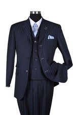 New Men's 3 piece Wool Feel Elegant and Classic Stripes Suit Navy 5267