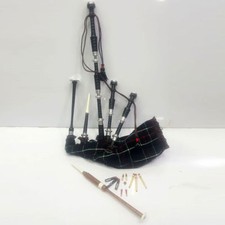Great Scottish Highland Bagpipes Black Finish Silver mount  Practice Chanter