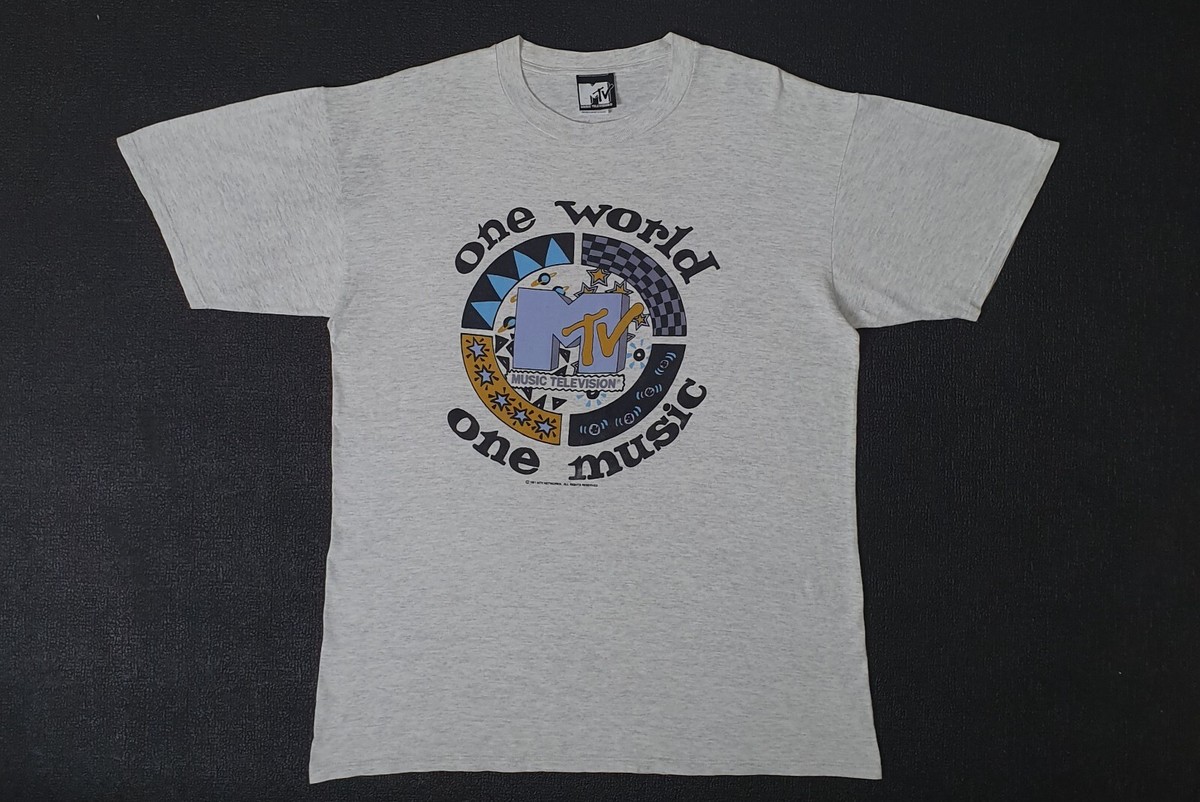 Vintage 1991 MTV One Music One World 90s Music Television T shirt