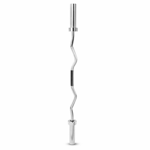 120cm Chrome Olympic Ez Curl Bar Barbell Weight Bar -2 Free Spring Collars - Picture 6 of 6