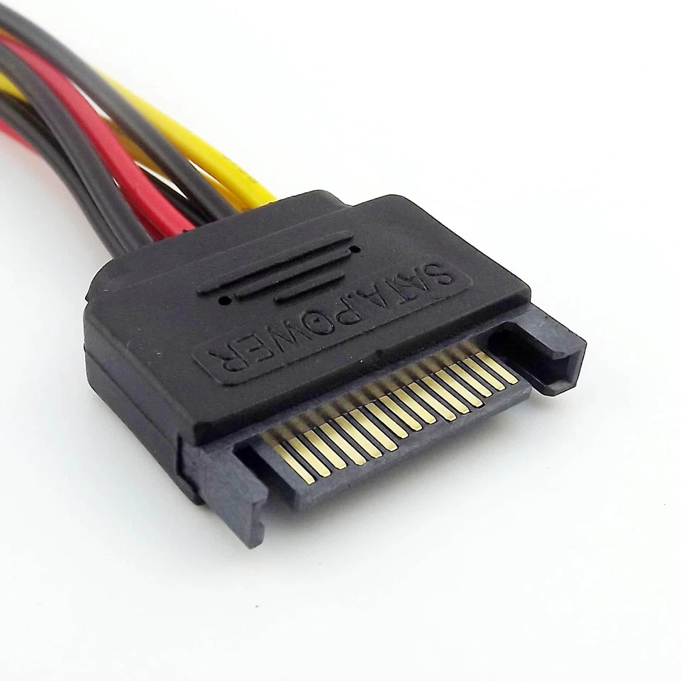 Serial ATA SATA 15 Pin Male to 2x Molex 4 Pin IDE Female HDD Power Adapter Cable - Image 4 of 4