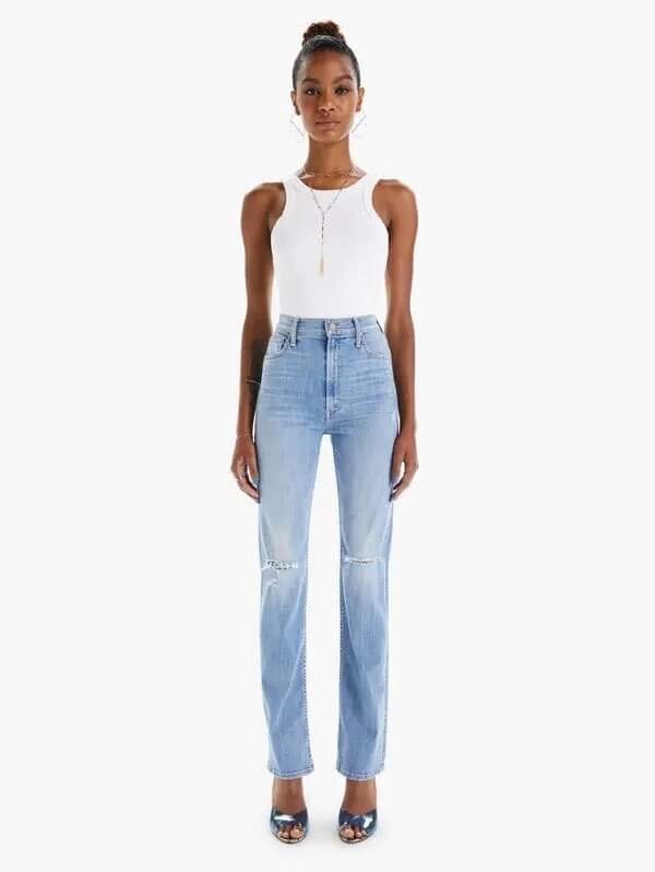 デニム・ジーパン MOTHER Woman Jeans Blue 10424104 IPU Free People MOTHER The High Waisted Rider Skimp Dreamer