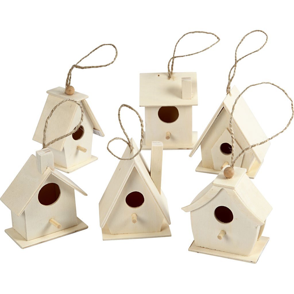 Bird House, 7 CM, Poplar, 6 assorted colours.