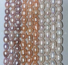 6-7/7-8/8-9mm Real Freshwater Multicolor Rice Shape Pearl Loose Beads 15" Strand