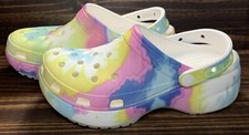 Crocs Classic Platform Clog Tie Dye Graphic Womens Size 10 Lightly Worn
