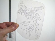 vtg 1960s 1970s Tattoo acetate stencil Long Tail Rooster signed BR4