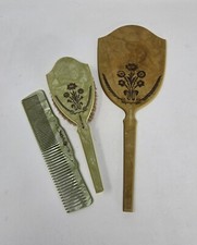 Vintage Art Deco Vanity Dresser Set Mirror Brush  Comb 3 Pieces Celluloid