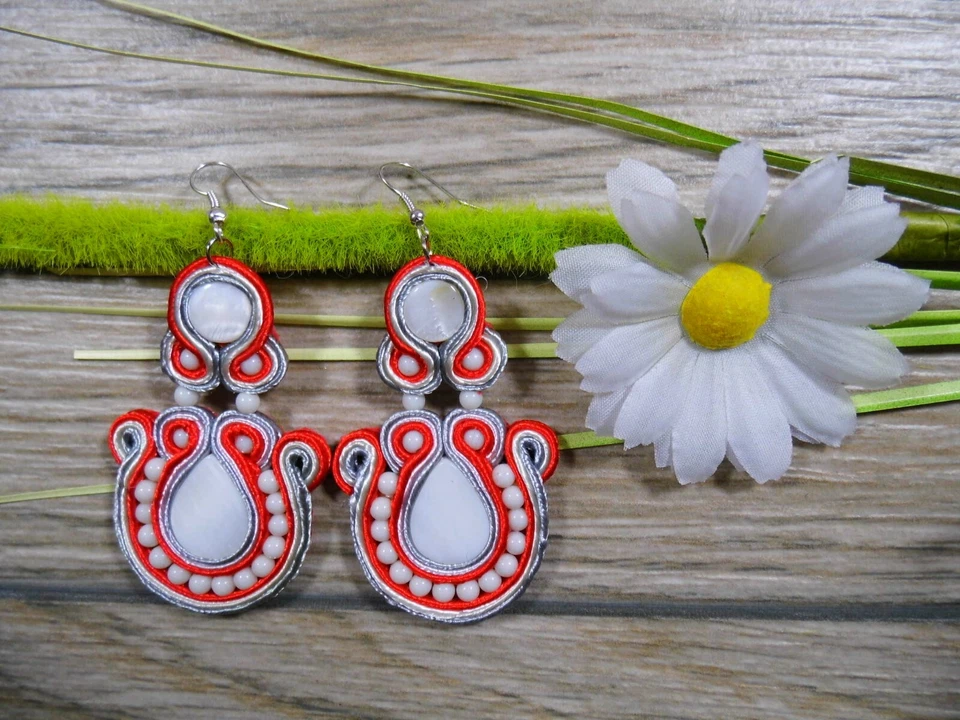 Ohrringe Technik soutache Kunsthandwerk - Bild 3 von 3