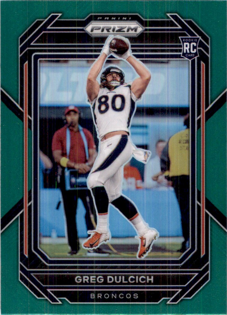 2022 Panini Prizm Green GREG DULCICH. RC Denver Broncos #360