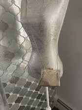 WHITING  DAVIS Gold Mesh Metal Crystal Encrusted Crossbody Evening Bag