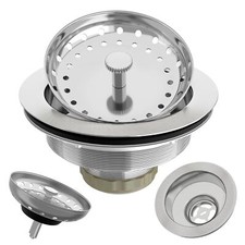 Kitchen Sink Drain 3-1/2 Inch Brushed Stainless Steel Sink Drain Strainer Ass...