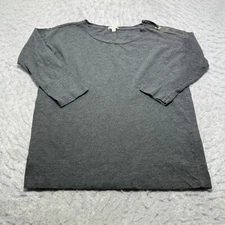 Gap Shirt Gray Shoulder Zipper 3/4 Sleeve Round Neck Womens Size Medium M