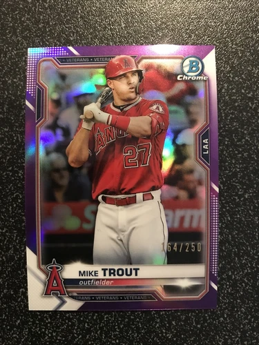 MIKE TROUT 2021 Bowman Chrome PURPLE Refractor SERIAL# 164/250 CARD# 54 ANGELS