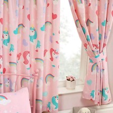 Pink Unicorn Curtains Bedroom Living Room Ring Blackout Door Decor UV Protect