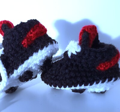 Handmade Baby Crochet Football Shoes Booties Sneakers Trainers
