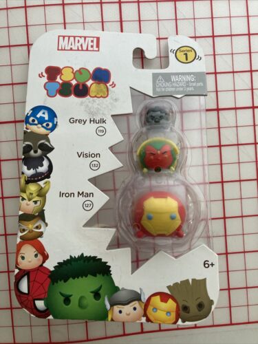 MARVEL TSUM TSUM SERIES 1 IRON MAN VISION, GREY HULK FIGURES 3 PACK 2016 NEW b10 - Picture 1 of 2