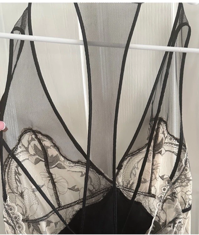 Y2k Calvin Klein Black Lingerie Slip Dress Chemise V- Neck 100% Silk Medium - Image 4 of 4