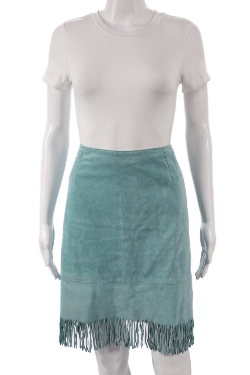 Cuir Zebra Womens Leather Straight Pencil Skirt Blue Short Size 14Free Shipping in US $100+ Orders | $6.95 Orders Below