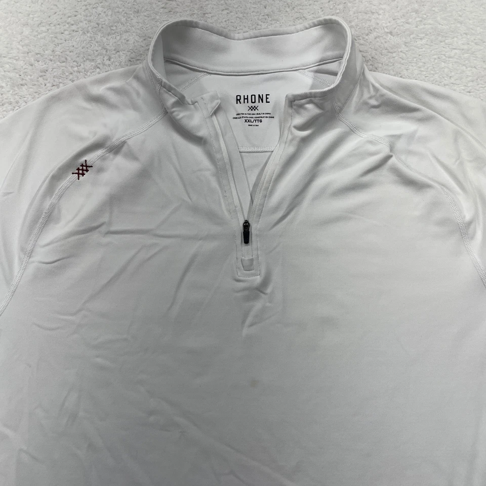 Camisa atlética pulóver blanca de manga larga con cremallera XXL de Rhone para hombre Foto 2 de 4