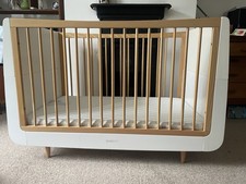 SnuzKot Skandi Cot Bed White/Oak with Mattress