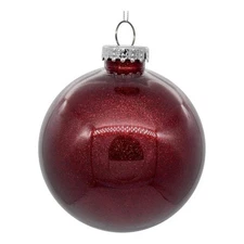 Vickerman 6" Plastic Ball Ornament in Clear Burgundy Glitter (Set of 4)