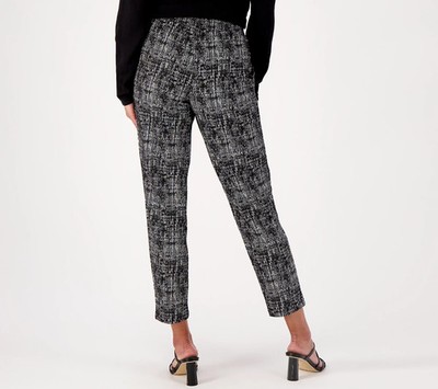 MAX MARA Jacquard Stretch Cotton Trousers Geo Plaid Italian Women's 4