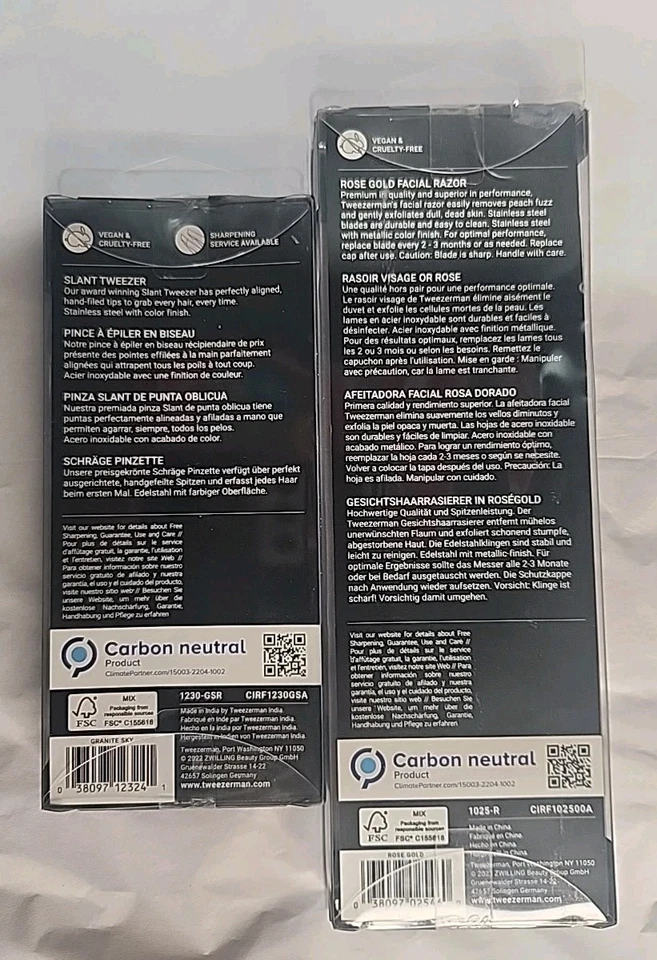Tweezerman Lot - Slant Tweezer Granite Sky & Rose Gold Facial Razor-BRAND NEW - Image 2 of 2