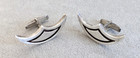 Vtg Mid-Century Men's STERLING Silver Big CUFF LINKS Mexico Curvy +Incised Lines — photo 3