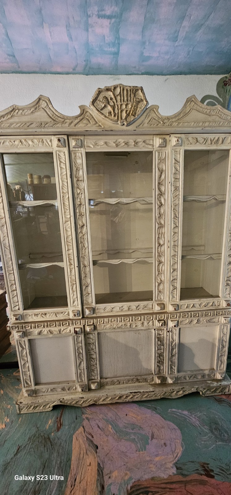 Antique Carved Wooden Hutch Cabinet Castle Style Rococo/Baroque Italian/French ?