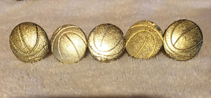 Vintage Basketball Gold Tone Round Letter Pins Sports Awards Lot of Five