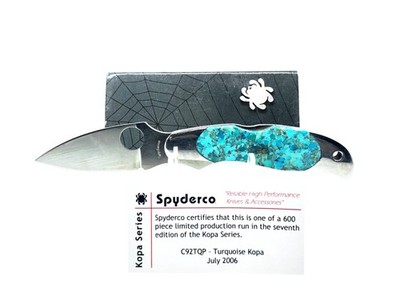 Spyderco Turquoise Kopa Knife C92TQP w/Box & Paperwork | eBay