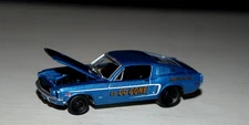 1968 ford mustang drag blue diecast model car greenlight 1/64 scale
