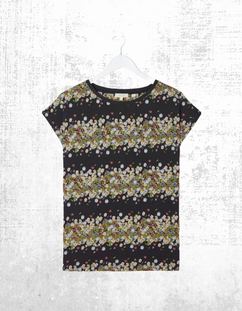 T-shirt FAT FACE 10 rosa donna manica corta scollo a scoop 100% lino