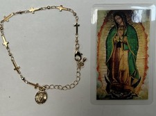 Bracelet Pulsera Our Lady Guadalupe 14k Gold Plated One Decade Rosary Rosario