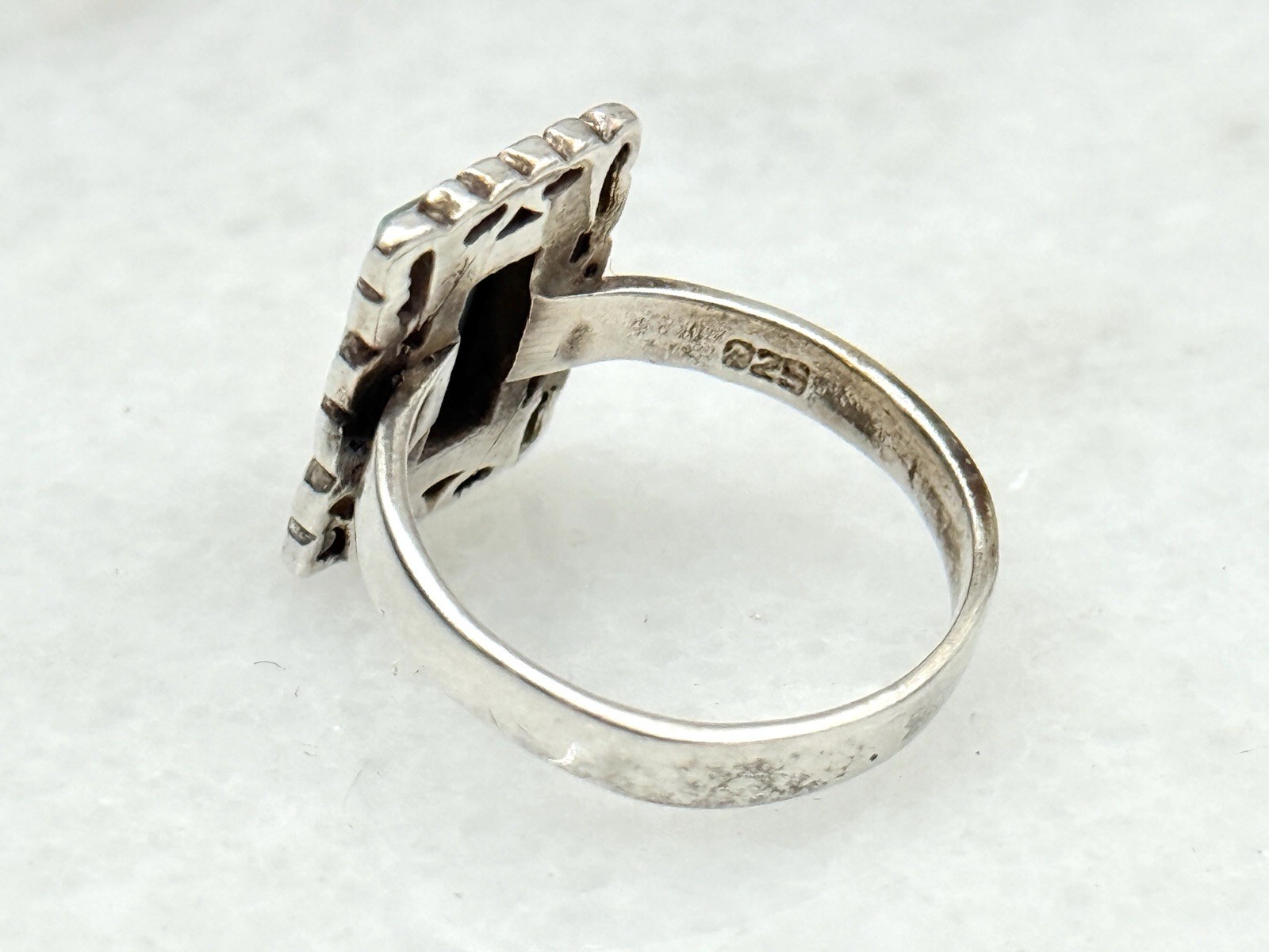 Vintage Sterling Silver Rectangular Blue Turquois… - image 3