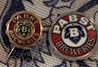 VINTAGE LOT OF 2 PABST BLUE RIBBON BEER BRASS 14K GOLD PLATED PIN PINBACK SIGN