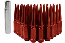 20 Pc Candy Red 1/2-20" Spike Tall 4.5" Acorn Lug Nuts | 1994-2001 Ram 1500