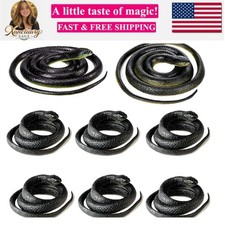 8 Pieces Large Realistic Rubber Snake Toys Fake Black Plastic Snakes That Loo...