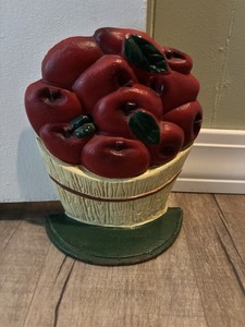 Vintage Cast Iron Apple Basket Door Stop